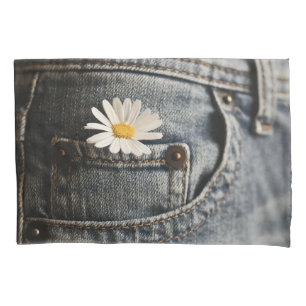 Funda De Cojín Flowers Daisy in Jeans Pocket