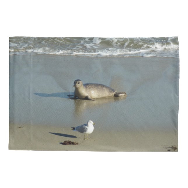 Funda De Cojín Foca común en La Jolla California (Reverso)