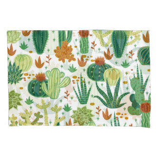 Funda De Cojín Fondo Blanco Cacti: Gráficos Vintage.