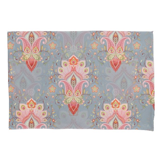 Funda De Cojín Fondo del Feather Peacock Oriental (Anverso)