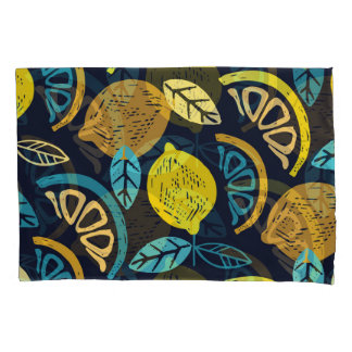 Funda De Cojín Fondo del patrón de doodle de limón de cítricos