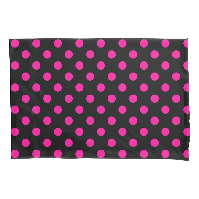 Funda De Cojín Fondo negro con lunares rosas (Anverso)