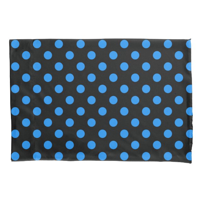 Funda De Cojín Fondo negro lunares azules (Anverso)