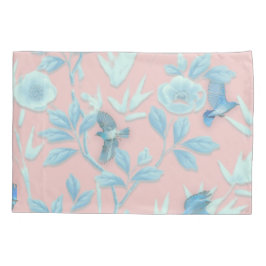 Funda De Cojín Fondo rosa con aves y flores