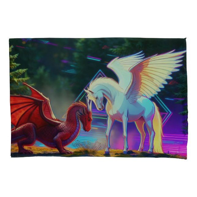 Funda De Cojín Forest Friends - Young Dragon and Young Pegasus (Anverso)