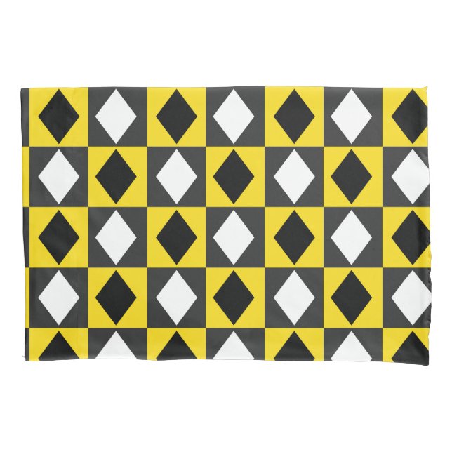 Funda De Cojín Forma de diamante Rhombus blanco amarillo (Anverso)