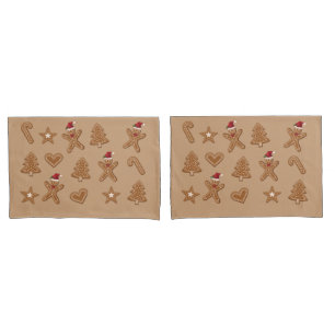Funda De Cojín Formas de galletas de jengibre de Navidad en marró
