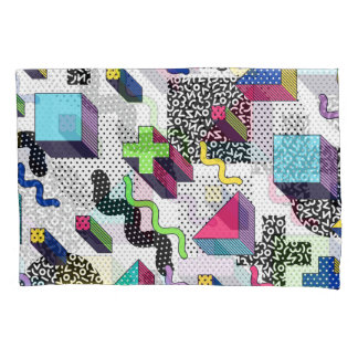 Funda De Cojín Formas geométricas multicolor, patrón retro.