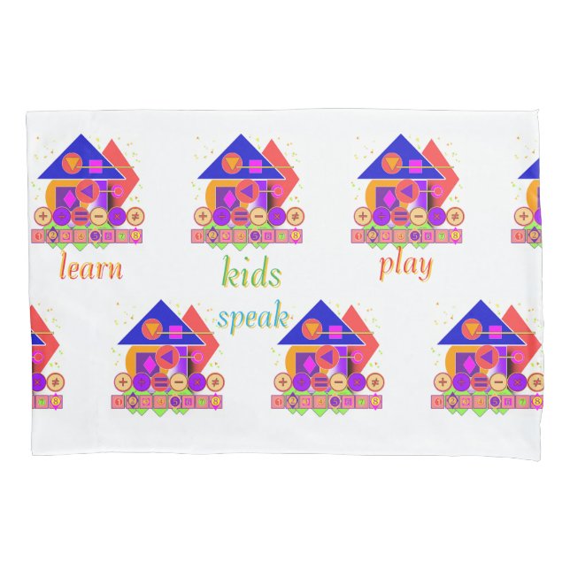 Funda De Cojín Formas Números Símbolos Niños (Anverso)