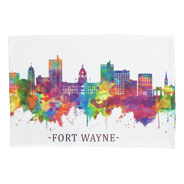 Funda De Cojín Fort Wayne Indiana Skyline (Anverso)