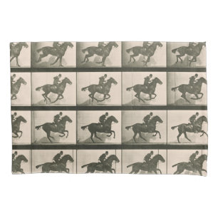 Funda De Cojín Fotografía de cosecha de caballos en movimiento