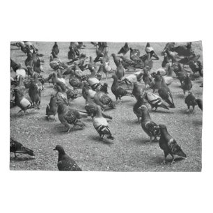 Funda De Cojín Fotografía en blanco y negro de muchas palomas