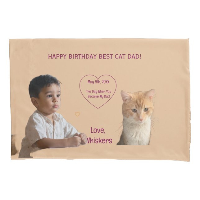 Funda De Cojín Fotos de Feliz Cumpleaños Papá Gato  (Anverso-izquierdo)