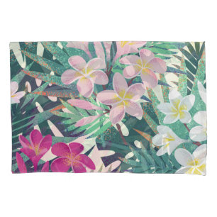 Funda De Cojín Frangipani Tropical: Vintage rosa-blanco.