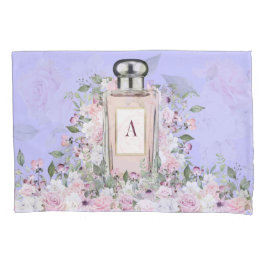 Funda De Cojín Frasco de Perfume Púrpura Floral Monograma
