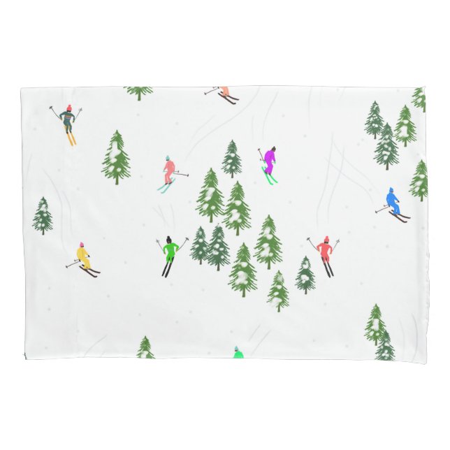 Funda De Cojín Freeride Alpine Skiers Skiing Illustration Party   (Anverso)