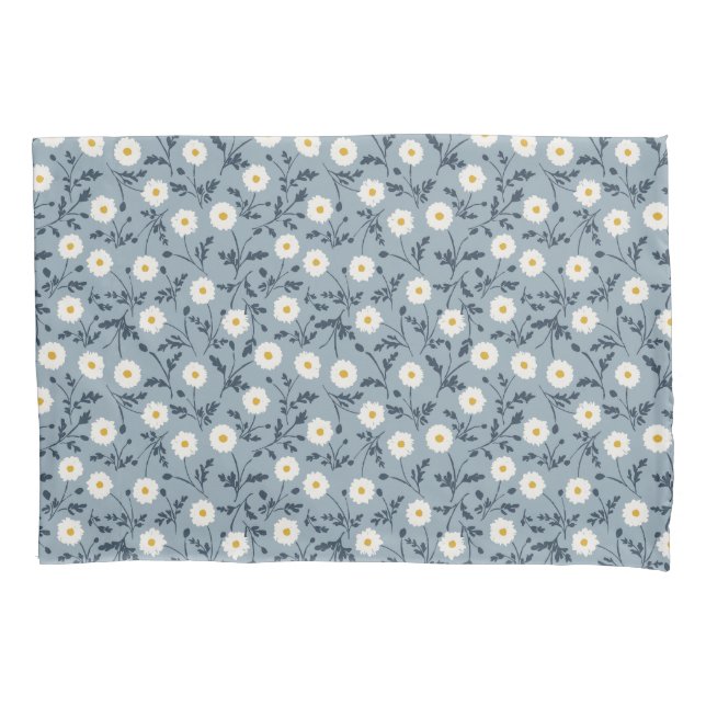 Funda De Cojín French Navy Blue Modern Farmhouse Daisy Pattern (Anverso)