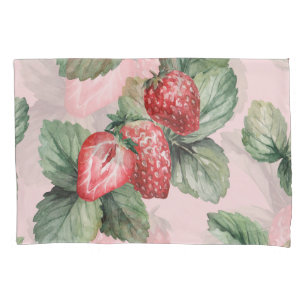 Funda De Cojín Fresas maduras para el verano: rosa acuarela