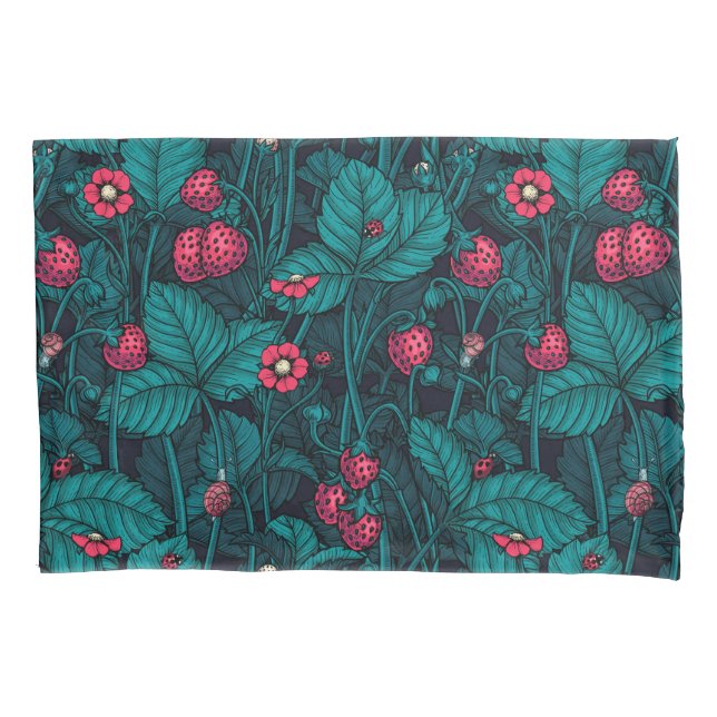 Funda De Cojín Fresas silvestres, rojas y azules (Anverso-izquierdo)