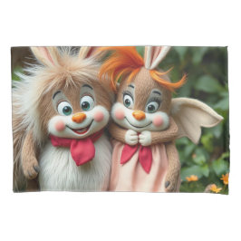 Funda De Cojín „Fröhliche Hasenfreunde im Frühlingsgarten“