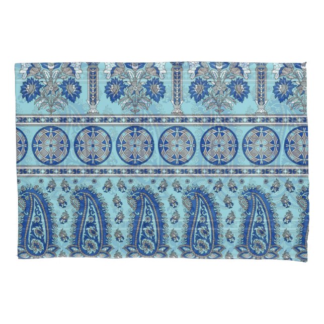 Funda De Cojín Frontera Paisley Asiática: Diseño Tradicional. (Anverso)