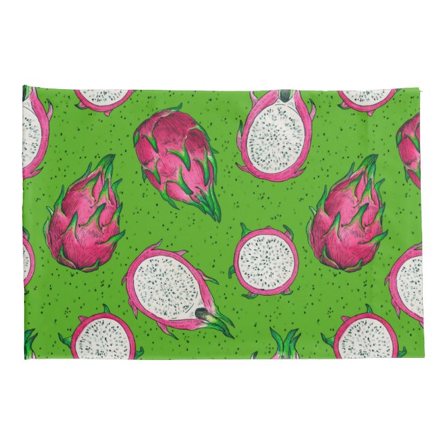 Funda De Cojín Fruta del dragón rojo en verde (Reverso-derecho)