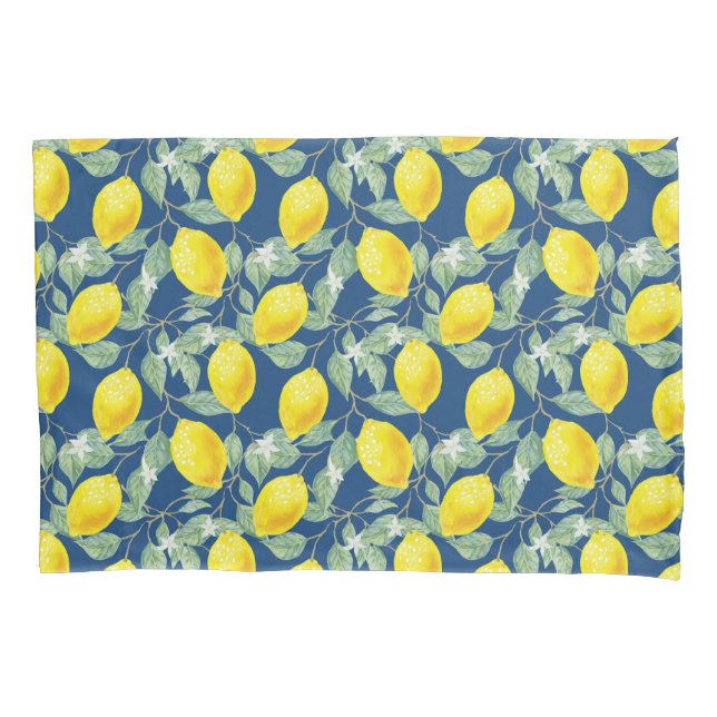 FUNDA DE COJÍN FRUTAS DE LEMONIA EN AZUL DE PAÍS (Anverso)