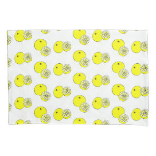 Funda De Cojín Frutas de limón amarillo sobre blanco