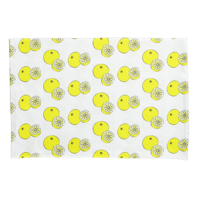Funda De Cojín Frutas de limón amarillo sobre blanco (Anverso)