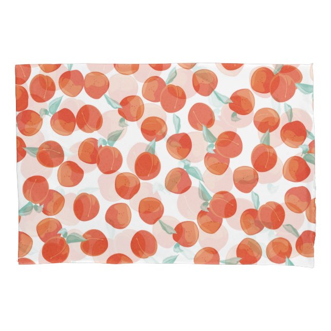 Funda De Cojín Frutas de melocotón sin mar, patrón de verano. (Anverso)