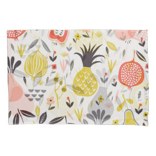 Funda De Cojín Frutas vintage, flores: patrón sin costuras.