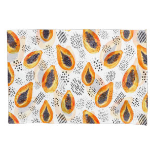 Funda De Cojín Fruto de la papaya: acuarela abstracta.