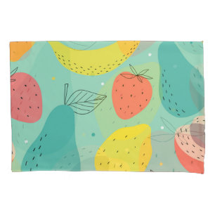 Funda De Cojín Frutos dibujados a mano, decoración sin costuras.