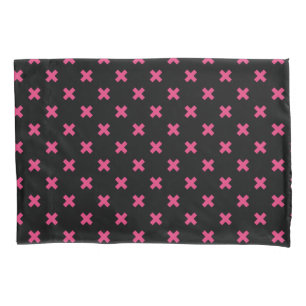 Funda De Cojín Fuchsia cruza puntos en negro
