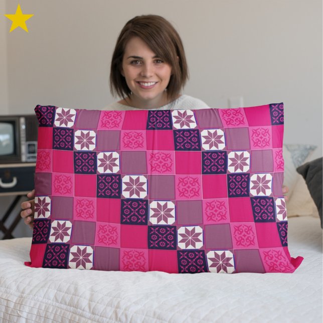 Funda De Cojín Fuchsia Pink Purple Classic European Mosaic Tiles (Subido por el creador)