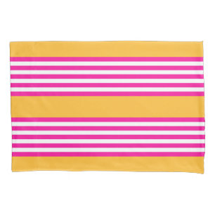 Funda De Cojín Fuchsia y amarillo cinco rayas