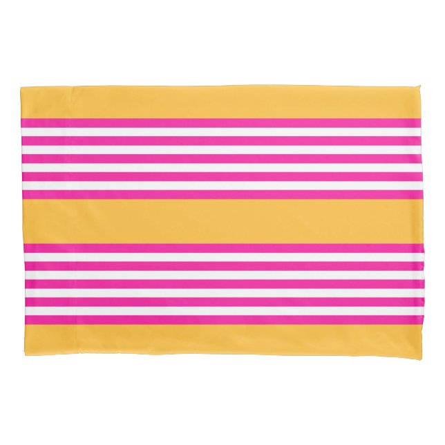 Funda De Cojín Fuchsia y amarillo cinco rayas (Anverso)