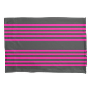 Funda De Cojín Fuchsia y carbón vegetal de cinco rayas