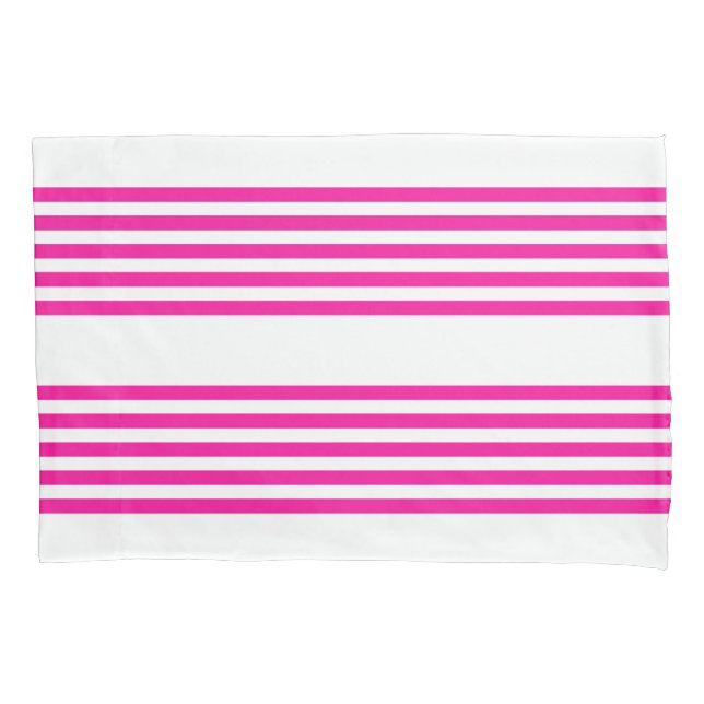 Funda De Cojín Fuchsia y cinco rayas blancas (Anverso)