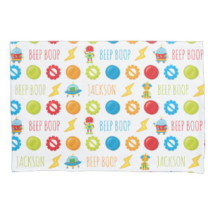 Funda De Cojín Fun Colorous Robot Beep Boop Pattern Kid