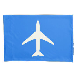 Funda De Cojín Funky White Plane Blue Background Pilot Aviation
