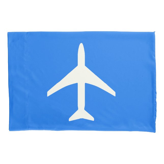 Funda De Cojín Funky White Plane Blue Background Pilot Aviation (Anverso)