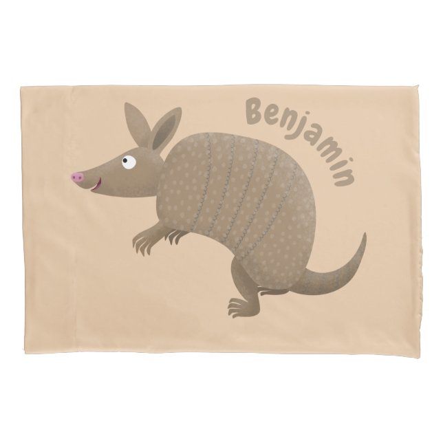 Funda De Cojín Funny armadillo feliz personalizado ilustracion (Anverso)
