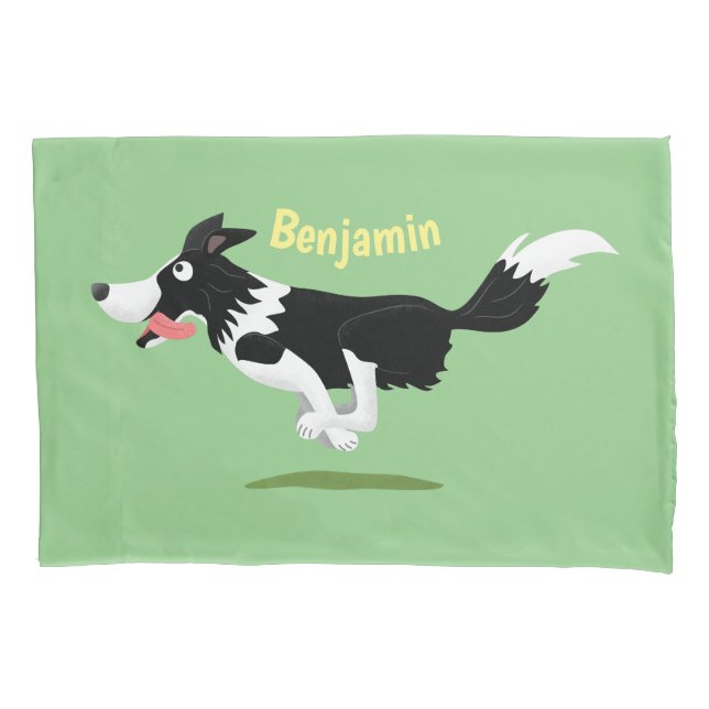 Funda De Cojín Funny Border Collie perro corriendo personalizado (Anverso)