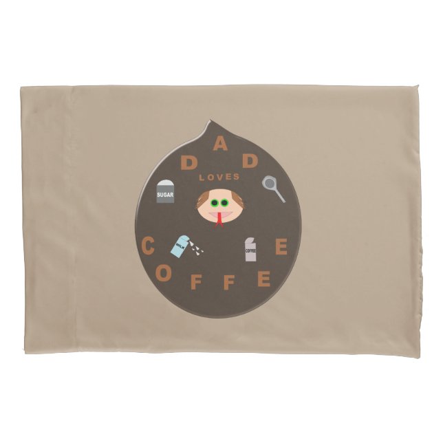 Funda De Cojín Funny Dad Monster Ama El Café Pillowcase (Anverso)