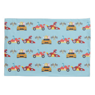 Funda De Cojín Funny Dinosaur racing car boy kids Birthday fiesta