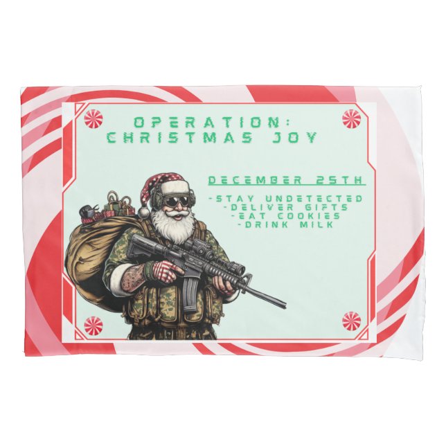 Funda De Cojín Funny Military/Navidades Santa (Anverso)