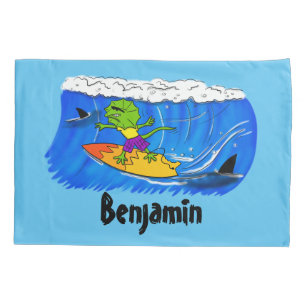 Funda De Cojín Funny personalizado de surf con lagarto frito