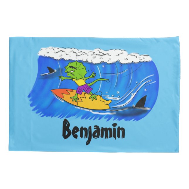 Funda De Cojín Funny personalizado de surf con lagarto frito (Reverso)