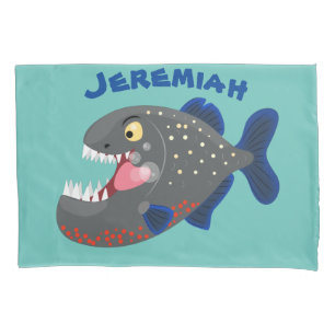 Funda De Cojín Furioso ilustracion personalizado de piranha